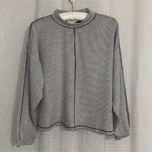 Urban Romantics L Mock Neck Silver Gray Cozy Comfy Long Sleeve Boxy Fit Top